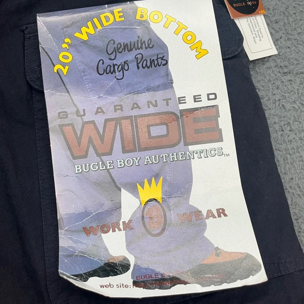 Bugle Boy Authentics Mens Cargo Pants Black Genuine Work Wear Size‎ 32W 34L NOS